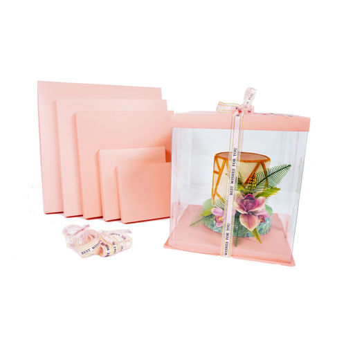 CAJA PARA TARTA DELUXE  ROSA - 33,5 X 37 CM