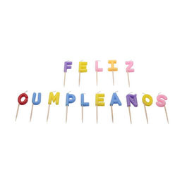 BOUGIES "FELIZ CUMPLEAOS" EN COULEURS