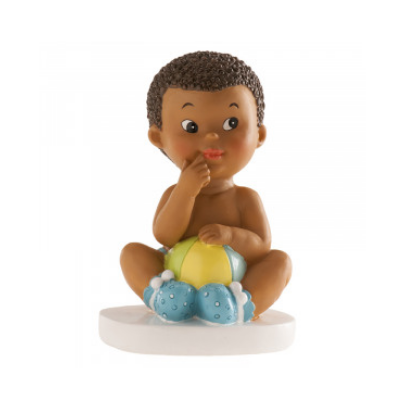 FIGURA PARA TARTA BAUTIZO - NIO AFRICANO CON PELOTA