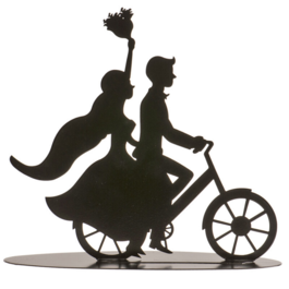 CAKE TOPPER METALLIQUE - COUPLE EN VLO