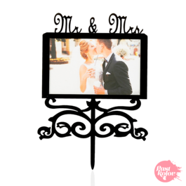 CAKE TOPPER AVEC PHOTO - MR & MRS