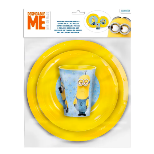 SET DE VAISSELLE EN MLAMINE (3 PICES) "MINION" - JAUNE