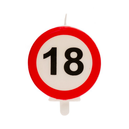 BOUGIE D'ANNIVERSAIRE 18 SIGNE INTERDIT 6,3 CM