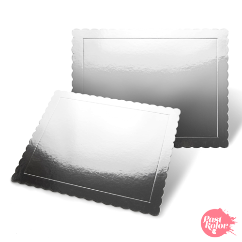 BASE RECTANGULAR PLATA (EFECTO ESPEJO) - 30 X 25 CM / 3 MM GROSOR