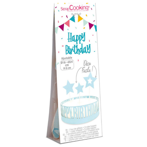 EMBALLAGE + TOPPERS POUR GTEAU SCRAPCOOKING - HAPPY BIRTHDAY
