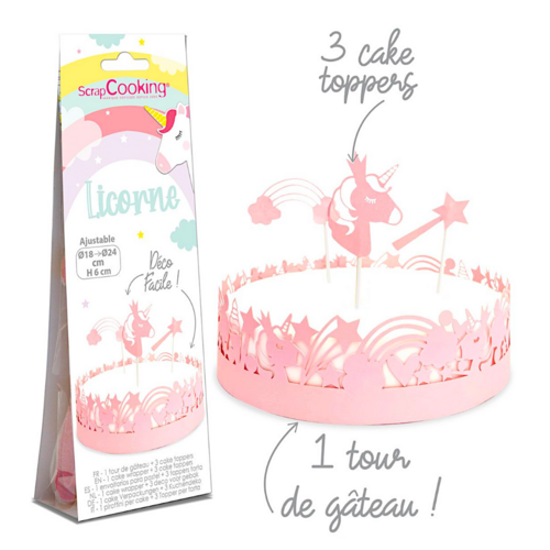 EMBALLAGE + TOPPERS POUR GTEAU SCRAPCOOKING - LICORNE