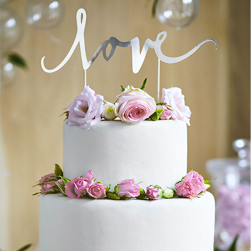 CAKE TOPPER PARTYDECO - LOVE ARGENT