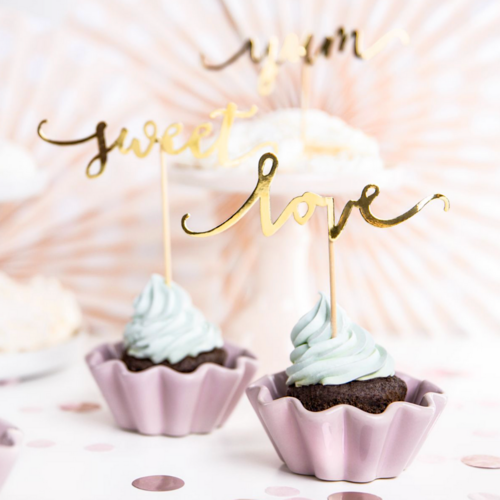 TOPPER PARA CUPCAKES PARTYDECO - LOVE ORO