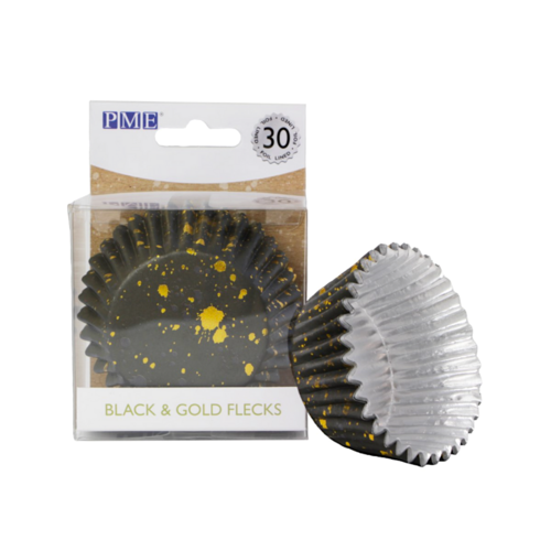 CAISSETTES  CUPCAKES PME - TACHES NOIRES ET DORES