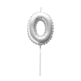 BOUGIE D'ANNIVERSAIRE BALLON ARGENT - NUMRO 0