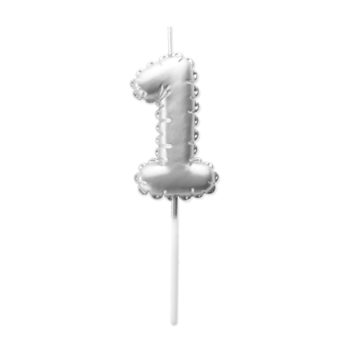 BOUGIE D'ANNIVERSAIRE BALLON ARGENT - NUMRO 1