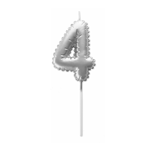 BOUGIE D'ANNIVERSAIRE BALLON ARGENT - NUMRO 4