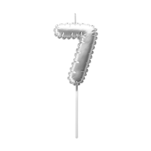 BOUGIE D'ANNIVERSAIRE BALLON ARGENT - NUMRO 7