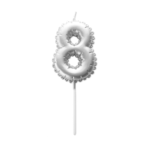 BOUGIE D'ANNIVERSAIRE BALLON ARGENT - NUMRO 8