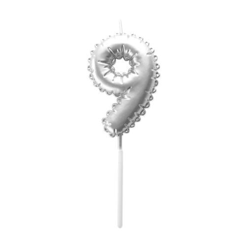 BOUGIE D'ANNIVERSAIRE BALLON ARGENT - NUMRO 9