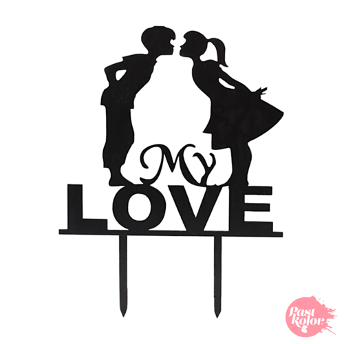 TOPPER PARA TARTA NEGRO - "MY LOVE"