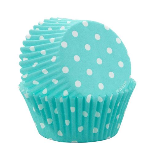 CAPSULAS CUPCAKE WILTON - AZULES CON LUNARES