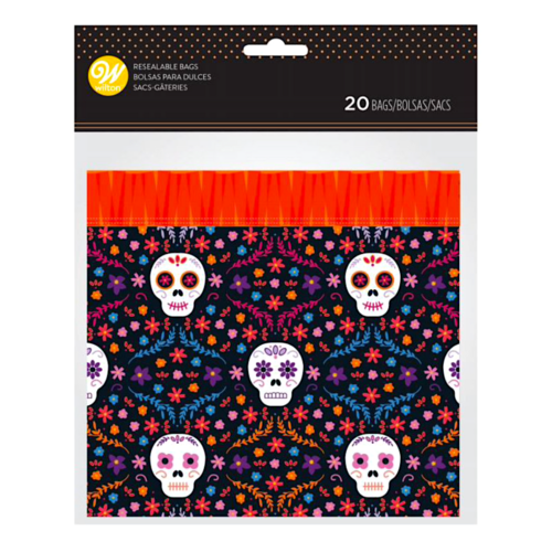 BOLSAS PARA DULCES (CIERRE ZIP) WILTON - DIA DE LOS MUERTOS (20 U)