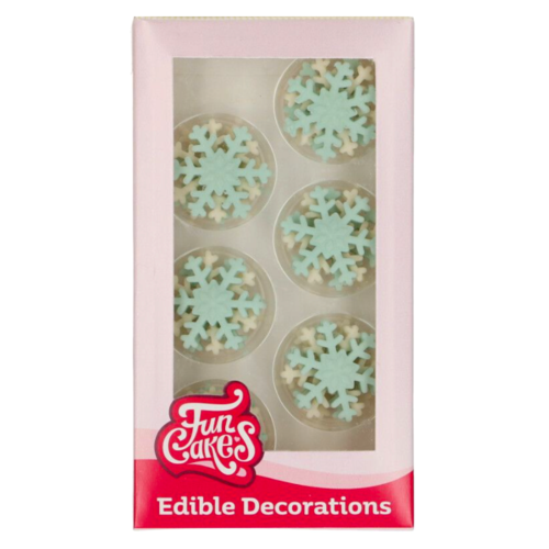 DCORATIONS EN SUCRE FUNCAKES - FLOCONS DE NEIGE (BLANCS ET BLEUS)