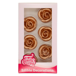 DCORATIONS EN MASSEPAIN FUNCAKES  - ROSES (BRONZE / OR)