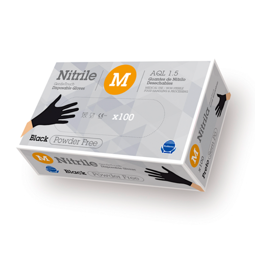 GANTS NITRILE RUBBEREX NOIR - M (MEDIUM) 3,5 G