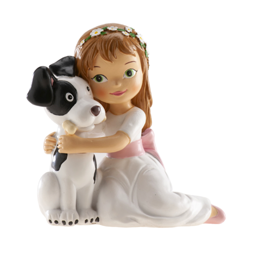 FIGURE POUR GTEAU COMMUNION - FILLE AVEC CHIEN