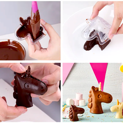 MOLDE POLICARBONATO PARA CHOCOLATE - UNICORNIO 3D