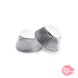 CAISSETTES  MINI CUPCAKES ARGENT METALLIQUE - 60 UNITS