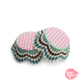 CAISSETTES  CUPCAKES ROSE DOTS - 50 UNITS