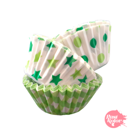 CAISSETTES  MINI CUPCAKES IMPRIM VERT - 60 UNITS