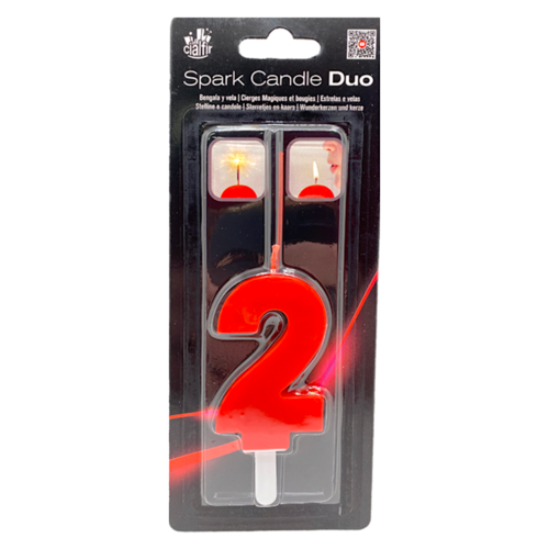 BOUGIE SCINTILLANTE "DUO" ROUGE CIALFIR - NUMRO 2