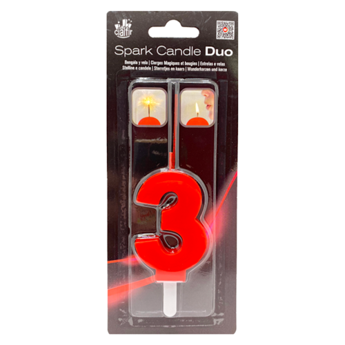 BOUGIE SCINTILLANTE "DUO" ROUGE CIALFIR - NUMRO 3