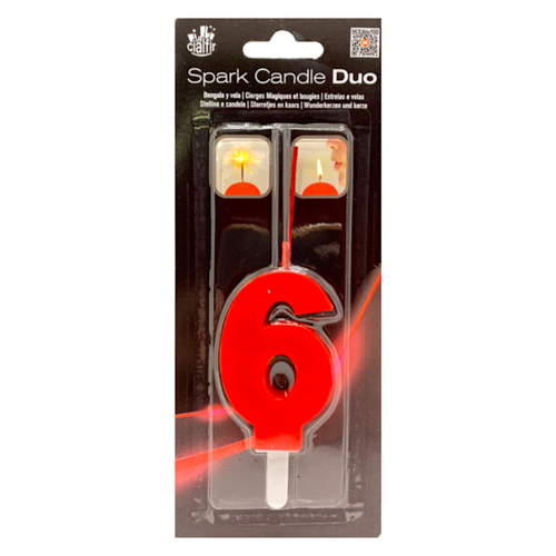 BOUGIE SCINTILLANTE "DUO" ROUGE CIALFIR - NUMRO 6