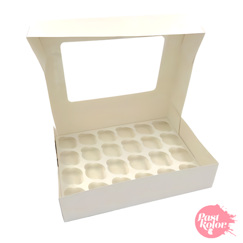 BOTE BLANCHE AVEC FENTRE POUR 24 MINI CUPCAKES