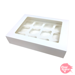 BOTE BLANCHE AVEC FENTRE POUR 12 MINI CUPCAKES