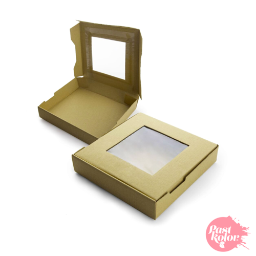 CAJA PARA GALLETAS KRAFT CON VENTANA - H 3,5 CM