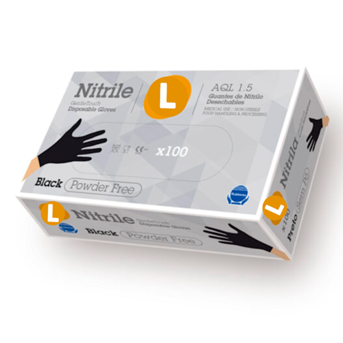 GANTS NITRILE RUBBEREX NOIR - L (LARGE) 3,7 G