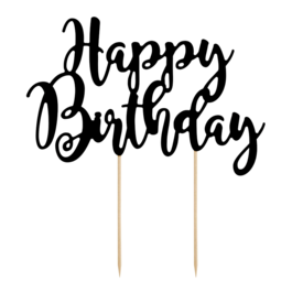 CAKE TOPPER PARTYDECO - "HAPPY BIRTHDAY" NOIR