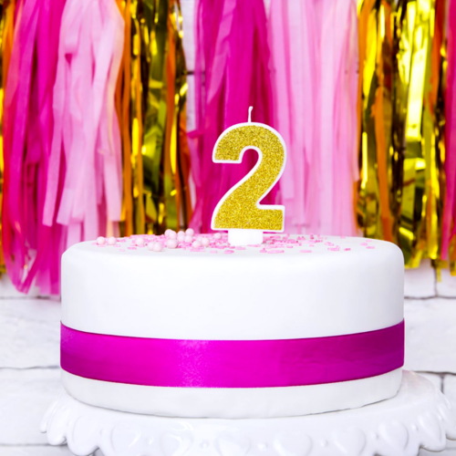 BOUGIE D'ANNIVERSAIRE DORE "PARTYDECO" - NUMRO 2