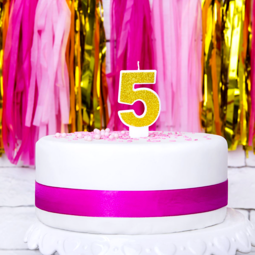 BOUGIE D'ANNIVERSAIRE DORE "PARTYDECO" - NUMRO 5