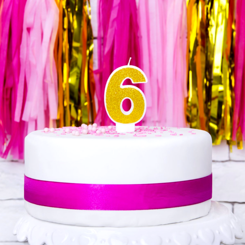 BOUGIE D'ANNIVERSAIRE DORE "PARTYDECO" - NUMRO 6