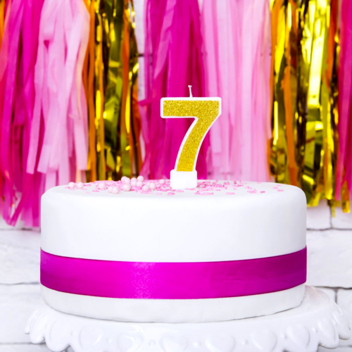 BOUGIE D'ANNIVERSAIRE DORE "PARTYDECO" - NUMRO 7