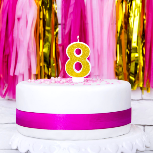 BOUGIE D'ANNIVERSAIRE DORE "PARTYDECO" - NUMRO 8