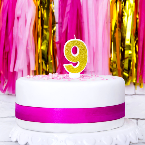 BOUGIE D'ANNIVERSAIRE DORE "PARTYDECO" - NUMRO 9