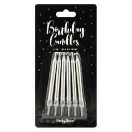 BOUGIES D'ANNIVERSAIRE PARTYDECO - ARGENT (6 CM)