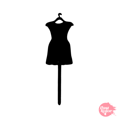 TOPPER PARA CUPCAKE NEGRO - VESTIDO DE MUJER