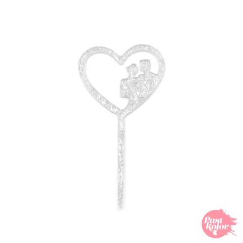 TOPPER PARA CUPCAKE PLATA - CORAZON