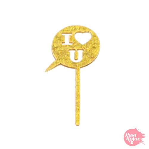 TOPPER PARA CUPCAKE DORADO - "I LOVE YOU"