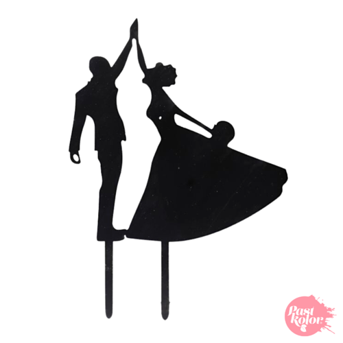 TOPPER PARA TARTA NEGRO - PAREJA BAILANDO FELIZ