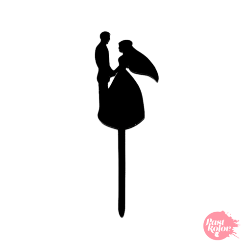 TOPPER PARA CUPCAKE NEGRO - PAREJA NOVIOS